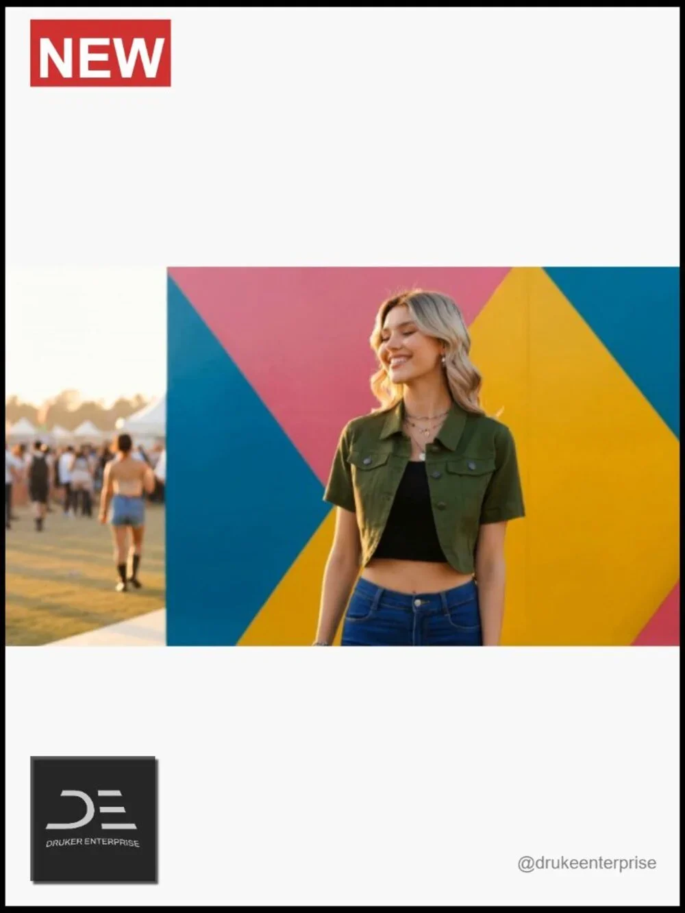Crop Denim Jacket with Turndown Collar Short Sleeves